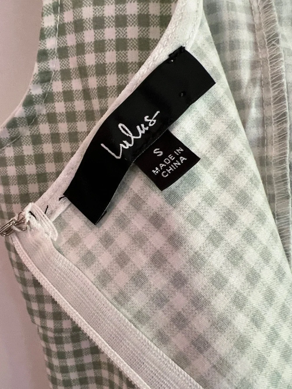 Lulu's Green and White Gingham Mini Dress - Picture 2 of 5